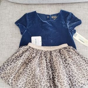 Leopard Tutu Skirt + Bloomers 3 Pc Set Gymboree 3T NWT with Jewel Blue Osh Top